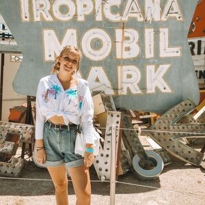 Embroidered white button up